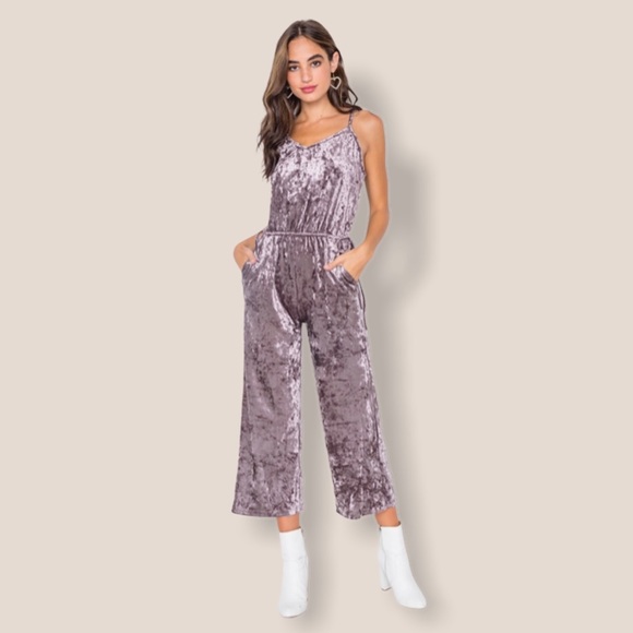 Grade & Gather Pants - Grade & Gather Crushed Velvet Jumpsuit